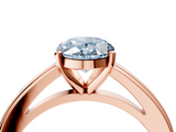 Rose gold Fancy Blue Oval  Solitaire Diamond Ring with Four-Prong Setting and Classic Band_7