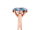 Rose gold Fancy Blue Oval  Solitaire Diamond Ring with Four-Prong Setting and Classic Band_8