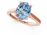 Rose gold Fancy Blue Oval  Solitaire Diamond Ring with Four-Prong Setting and Tapered Band 2
