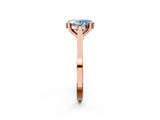 Rose gold Fancy Blue Oval  Solitaire Diamond Ring with Four-Prong Setting and Tapered Band 3