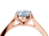 Rose gold Fancy Blue Oval  Solitaire Diamond Ring with Four-Prong Setting and Tapered Band 5