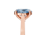 Rose gold Fancy Blue Oval  Solitaire Diamond Ring with Four-Prong Setting and Tapered Band