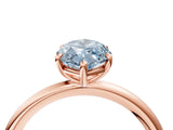 Rose gold Fancy Blue Oval  Solitaire Diamond Ring with Four-Prong Setting on a Plain Band_25