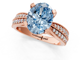 Rose gold Fancy Blue Oval  Solitaire Diamond Ring with Milgrain Pavé Band and Four-Prong Setting_38