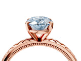 Rose gold Fancy Blue Oval  Solitaire Diamond Ring with Milgrain and Black Enamel X Pattern Band_188