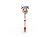 Rose gold Fancy Blue Oval  Solitaire Diamond Ring with Pavé Band and Four-Prong Setting_103