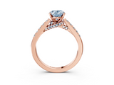 Rose gold Fancy Blue Oval  Solitaire Diamond Ring with Pavé Band and Four-Prong Setting_104