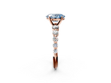 Rose gold Fancy Blue Oval  Solitaire Diamond Ring with Pave Band and Four-Prong Setting_257