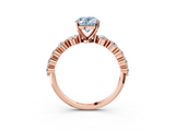 Rose gold Fancy Blue Oval  Solitaire Diamond Ring with Pave Band and Four-Prong Setting_258