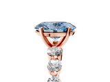Rose gold Fancy Blue Oval  Solitaire Diamond Ring with Pave Band and Four-Prong Setting_260