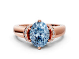 Rose gold Fancy Blue Oval  Solitaire Diamond Ring with Pave Band and Six-Prong Setting_33