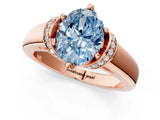 Rose gold Fancy Blue Oval  Solitaire Diamond Ring with Pave Band and Six-Prong Setting_34