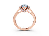 Rose gold Fancy Blue Oval  Solitaire Diamond Ring with Pave Band and Six-Prong Setting_36