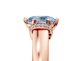 Rose gold Fancy Blue Oval  Solitaire Diamond Ring with Pave Band and Six-Prong Setting_38