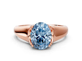 Rose gold Fancy Blue Oval  Solitaire Diamond Ring with Six-Prong Cathedral Setting_32