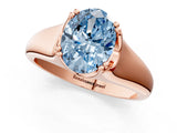 Rose gold Fancy Blue Oval  Solitaire Diamond Ring with Six-Prong Cathedral Setting_33