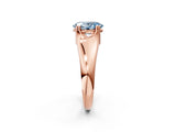 Rose gold Fancy Blue Oval  Solitaire Diamond Ring with Six-Prong Cathedral Setting_34