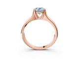 Rose gold Fancy Blue Oval  Solitaire Diamond Ring with Six-Prong Cathedral Setting_35