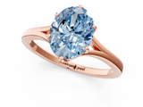 Rose gold Fancy Blue Oval  Solitaire Diamond Ring with Six-Prong Setting and Tapered Band_18