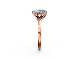 Rose gold Fancy Blue Oval  Solitaire Diamond Ring with Six-Prong Setting and Tapered Band_19