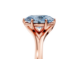 Rose gold Fancy Blue Oval  Solitaire Diamond Ring with Six-Prong Setting and Tapered Band_22
