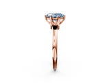 Rose gold Fancy Blue Oval  Solitaire Diamond Ring with Six-Prong Setting on a Classic Band_5