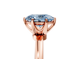 Rose gold Fancy Blue Oval  Solitaire Diamond Ring with Six-Prong Setting on a Classic Band_8