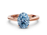 Rose gold Fancy Blue Oval  Solitaire Diamond Ring with Split Shank and Four-Prong Setting_12