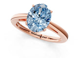 Rose gold Fancy Blue Oval  Solitaire Diamond Ring with Split Shank and Four-Prong Setting_13