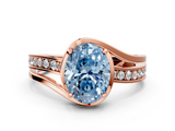 Rose gold Fancy Blue Oval  Solitaire Diamond Ring with Split Shank and Prong Setting_41