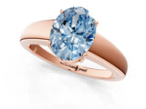 Rose gold Fancy Blue Oval  Solitaire Diamond Ring with Tapered Band and Four-Prong Setting_50