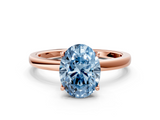 Rose gold Fancy Blue Oval  Solitaire Diamond Ring with Thin Band and Four-Prong Setting_3