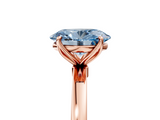 Rose gold Fancy Blue Oval  Solitaire Diamond Ring with Thin Band and Four-Prong Setting_8