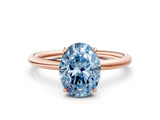 Rose gold Fancy Blue Oval  Solitaire Diamond Ring with a Classic Band and Four-Prong Setting 1