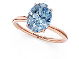 Rose gold Fancy Blue Oval  Solitaire Diamond Ring with a Classic Band and Four-Prong Setting 2