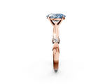 Rose gold Fancy Blue Oval  Solitaire Diamond Twisted Band with Four-Prong Setting_47