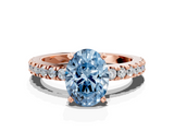Rose gold Fancy Blue Oval  Solitaire Diamond with Pavé Band and Four-Prong Setting_51