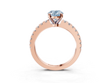 Rose gold Fancy Blue Oval  Solitaire Diamond with Pavé Band and Four-Prong Setting_54