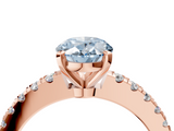 Rose gold Fancy Blue Oval  Solitaire Diamond with Pavé Band and Four-Prong Setting_55