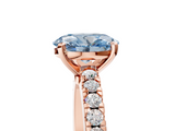 Rose gold Fancy Blue Oval  Solitaire Diamond with Pavé Band and Four-Prong Setting_56