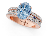 Rose gold Fancy Blue Oval  Solitaire Diamond with Pave and Channel Set Band_62