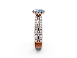 Rose gold Fancy Blue Oval  Solitaire Diamond with Pave and Channel Set Band_63