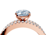 Rose gold Fancy Blue Oval  Solitaire Diamond with Pave and Channel Set Band_65