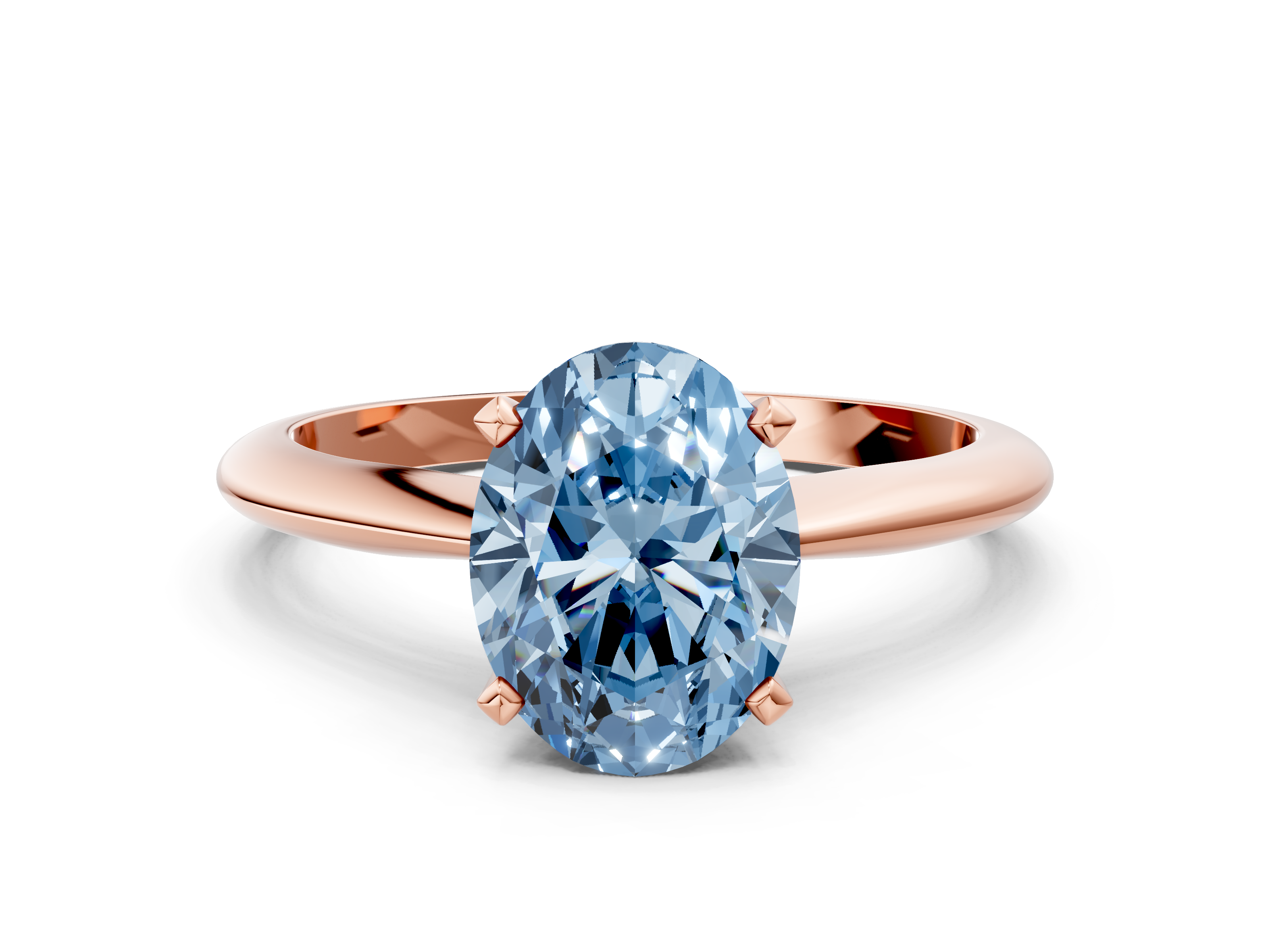 Rose gold Fancy Blue Oval  Solitaire Engagement Ring with Classic Band and Four-Prong Setting_53