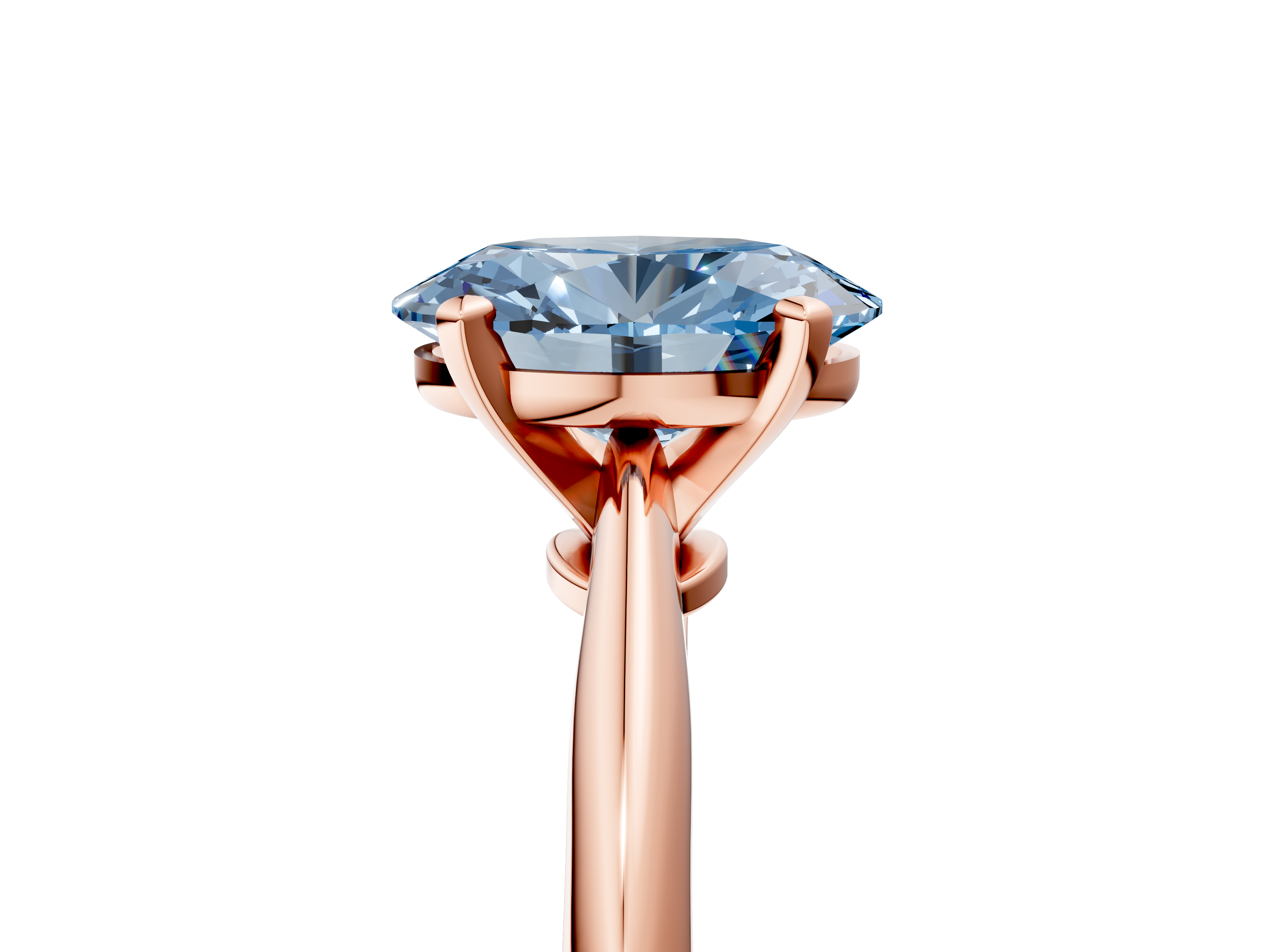 Rose gold Fancy Blue Oval  Solitaire Engagement Ring with Classic Band and Four-Prong Setting_58