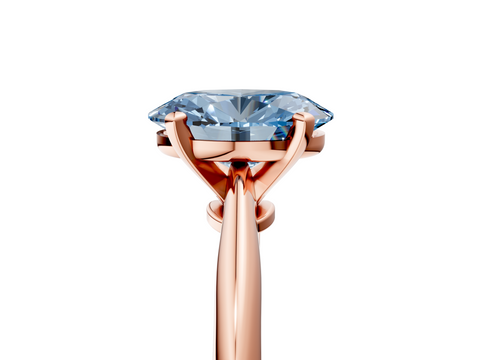Rose gold Fancy Blue Oval  Solitaire Engagement Ring with Classic Band and Four-Prong Setting_58