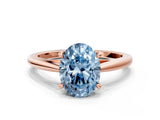 Rose gold Fancy Blue Oval  Solitaire Engagement Ring with Four-Prong Setting and Classic Band 1