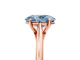 Rose gold Fancy Blue Oval  Solitaire Engagement Ring with Four-Prong Setting and Classic Band