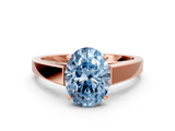 Rose gold Fancy Blue Oval  Solitaire Engagement Ring with Four-Prong Setting and Tapered Band_3
