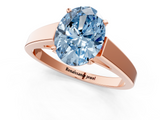 Rose gold Fancy Blue Oval  Solitaire Engagement Ring with Four-Prong Setting and Tapered Band_4